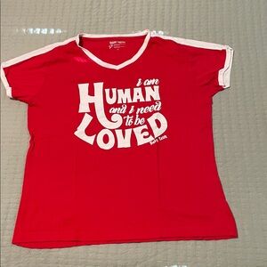 Red Graphic Tee with White Text